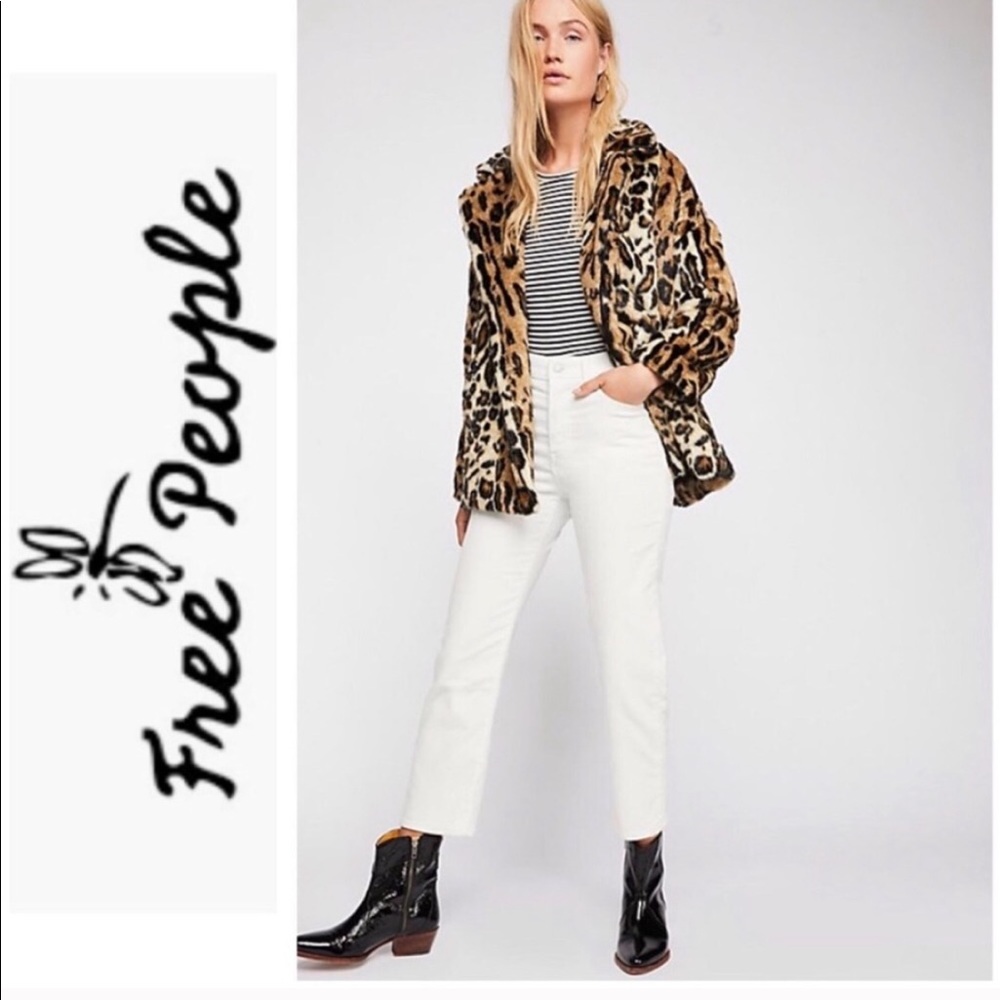 Free People Leopard Print Faux Fur Coat NWT Medium - Picture 2 of 6